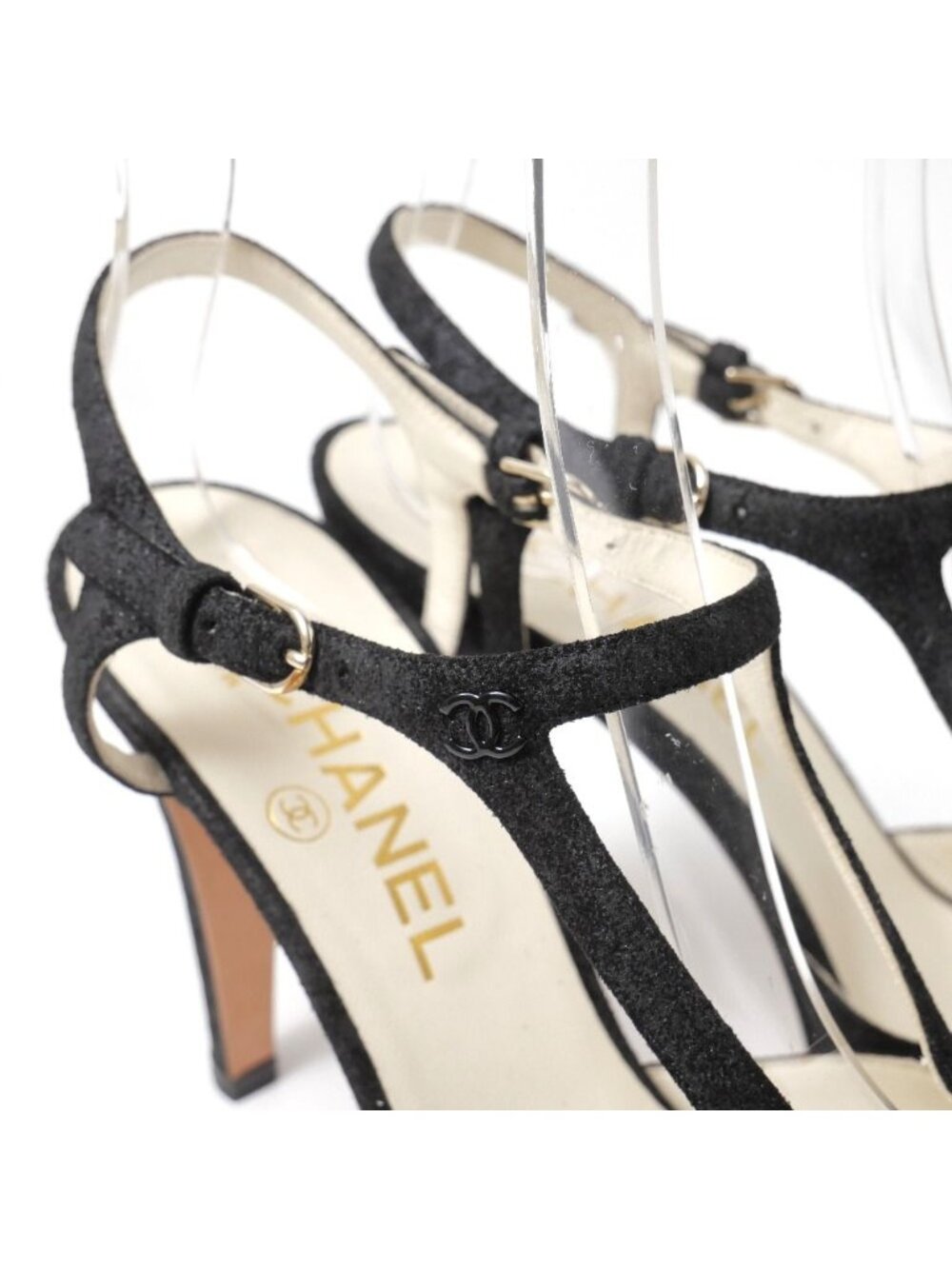 Chanel Sandals 37.5 13c Ankle Strap High Heels - Picture 5 of 8